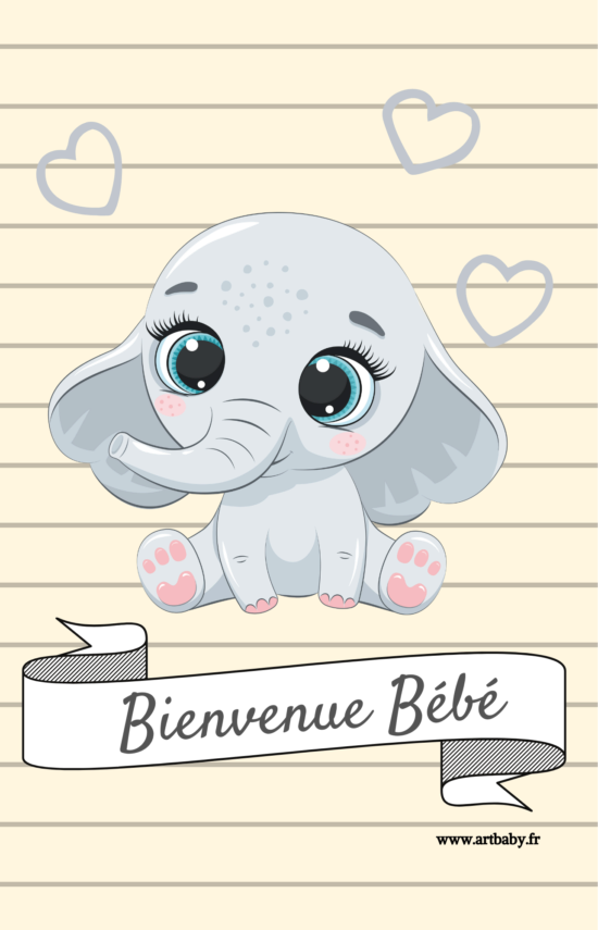 Carte Félicitations Naissance Bébé éléphant et sa maman - Alice